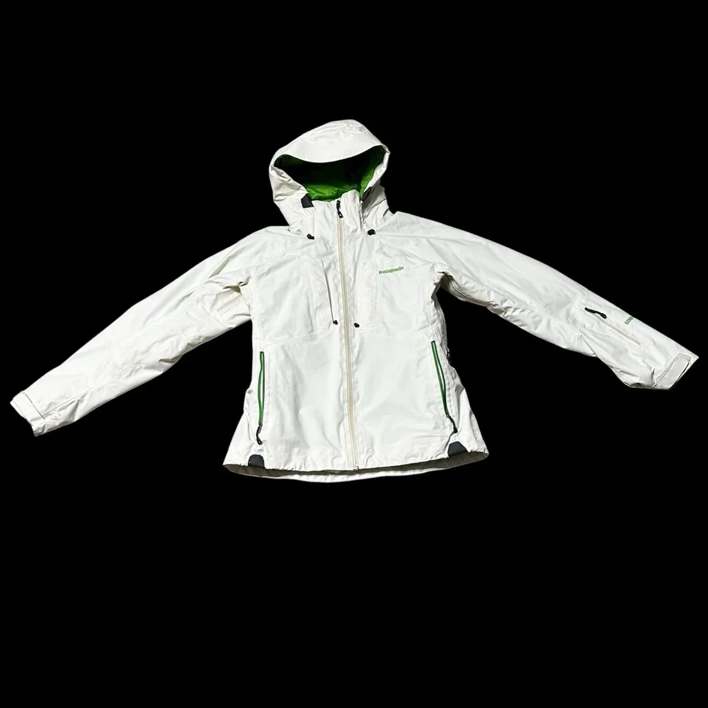 Patagonia Women’s Primo Down GORE-TEX Jacket White Green Lining Waterproof Ski M - Picture 2 of 10